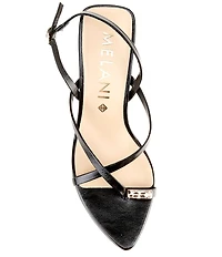 Antonio Melani Blythe Patent Leather Toe Loop Hardware Slingback Dress Sandals