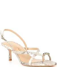 Antonio Melani Blythe Snake Print Leather Toe Loop Hardware Slingback Dress Sandals