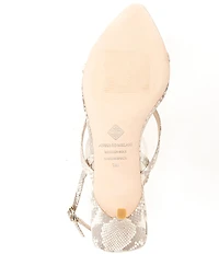 Antonio Melani Blythe Snake Print Leather Toe Loop Hardware Slingback Dress Sandals