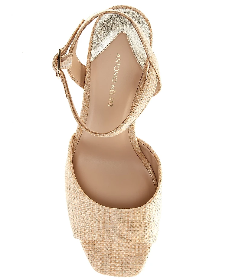 Antonio Melani Bonny Raffia Platform Block Heel Sandals