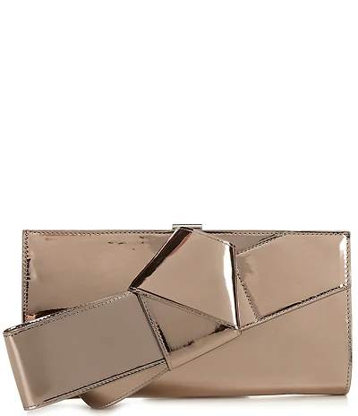 Antonio Melani Bow Metallic Baguette Clutch