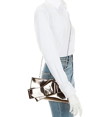 Antonio Melani Bow Metallic Baguette Clutch