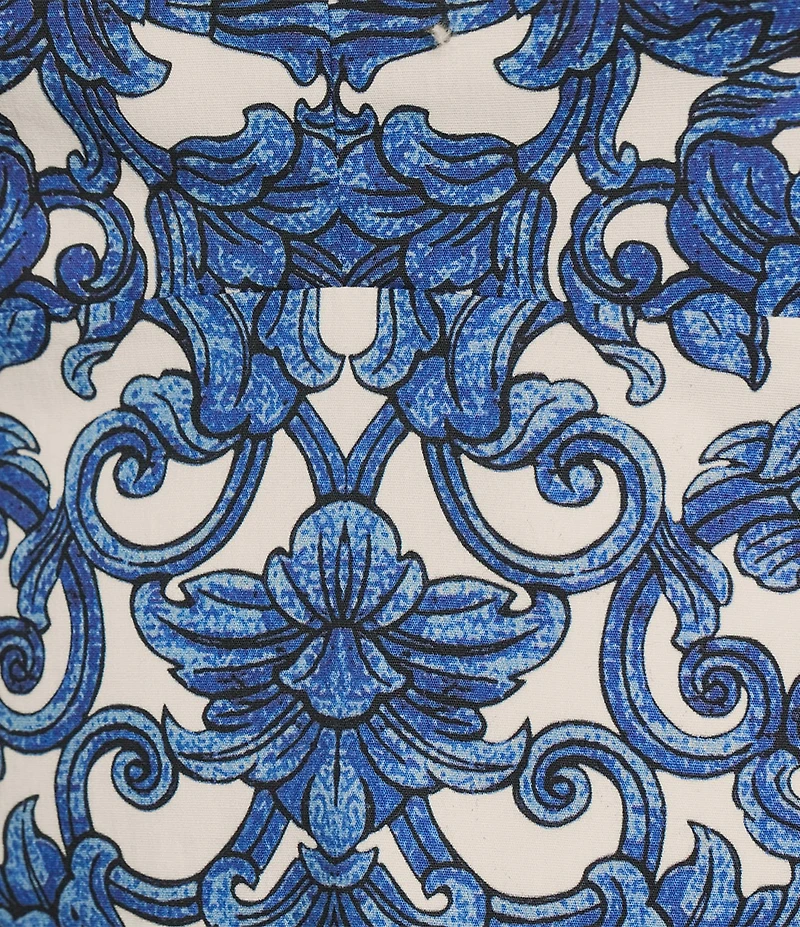 Antonio Melani Britani Blue Tile Print Sweetheart Neck Sleeveless Coordinating Blouse