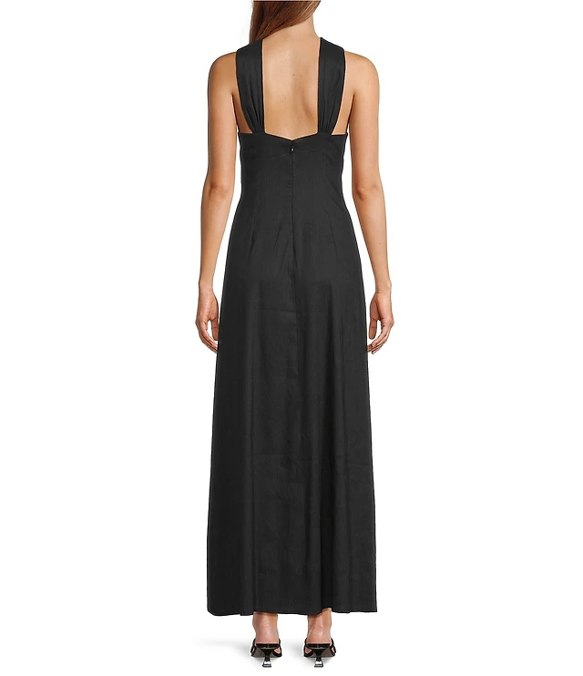 knee length dresses for ladies Bronwyn White Draped Pleated Asymmetrical Maxi Dress (Final Sale-US On main image 1