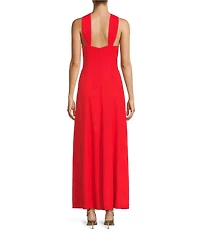 Antonio Melani Bronwyn Linen Blend Halter Neck Sleeveless A-Line Maxi Dress