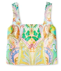 Antonio Melani Brooks Printed Coordinating Linen Square Neck Sleeveless Blouse