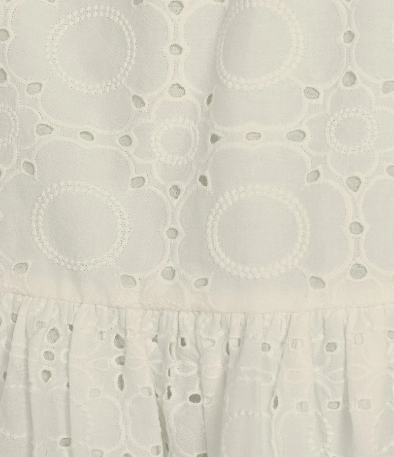Antonio Melani Brynn Eyelet Mock Neck Button Front Long Sleeve Tie Waist Dress
