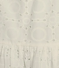 Antonio Melani Brynn Eyelet Mock Neck Button Front Long Sleeve Tie Waist Dress