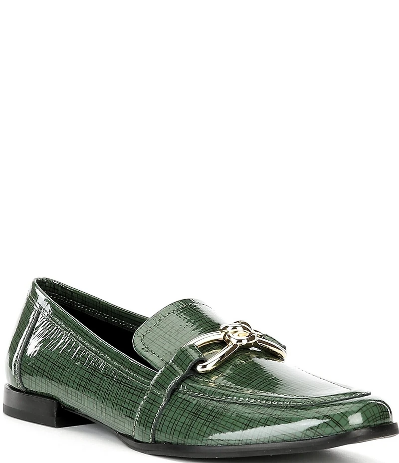 Antonio Melani Cain Printed Patent Leather Bit Buckle Loafers