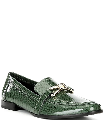 Antonio Melani Cain Printed Patent Leather Bit Buckle Loafers