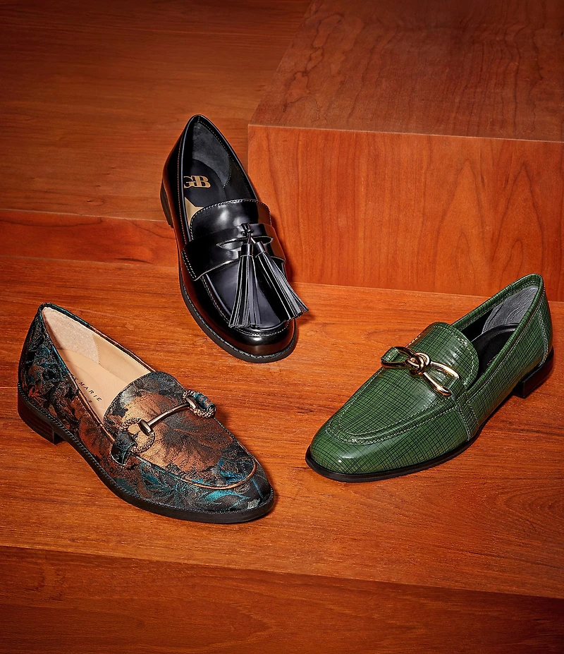 Antonio Melani Cain Printed Patent Leather Bit Buckle Loafers