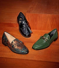 Antonio Melani Cain Printed Patent Leather Bit Buckle Loafers