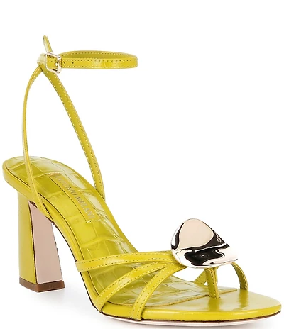 Antonio Melani Calista Leather Ornamented Ankle Strap Dress Sandals