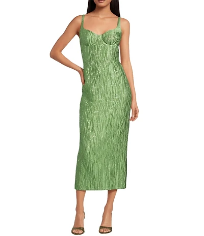 Antonio Melani Campbell Jacquard Sweetheart Neck Sleeveless Midi Dress