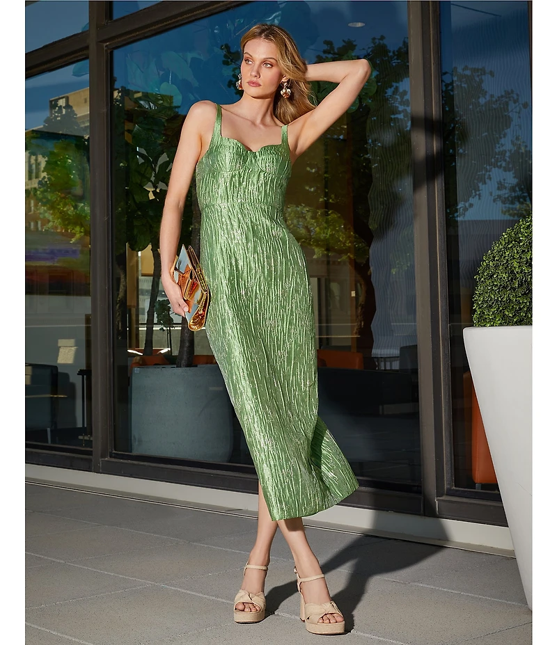 Antonio Melani Campbell Jacquard Sweetheart Neck Sleeveless Midi Dress