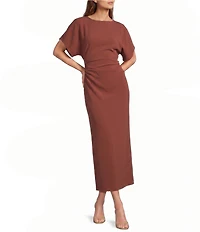 Antonio Melani Carter Short Sleeve Crew Neck Crepe Sheath Midi Dress