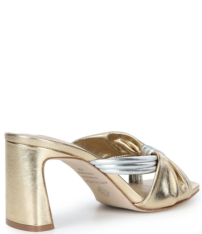 Antonio Melani Cassy Two Toned Metallic Leather Dress Slides