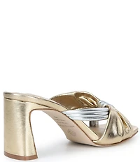 Antonio Melani Cassy Two Toned Metallic Leather Dress Slides