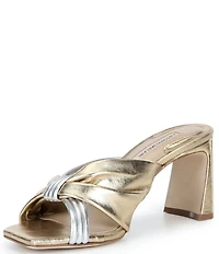 Antonio Melani Cassy Two Toned Metallic Leather Dress Slides