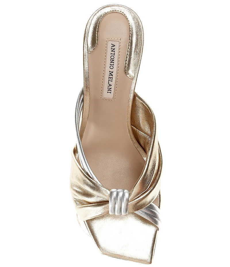 Antonio Melani Cassy Two Toned Metallic Leather Dress Slides