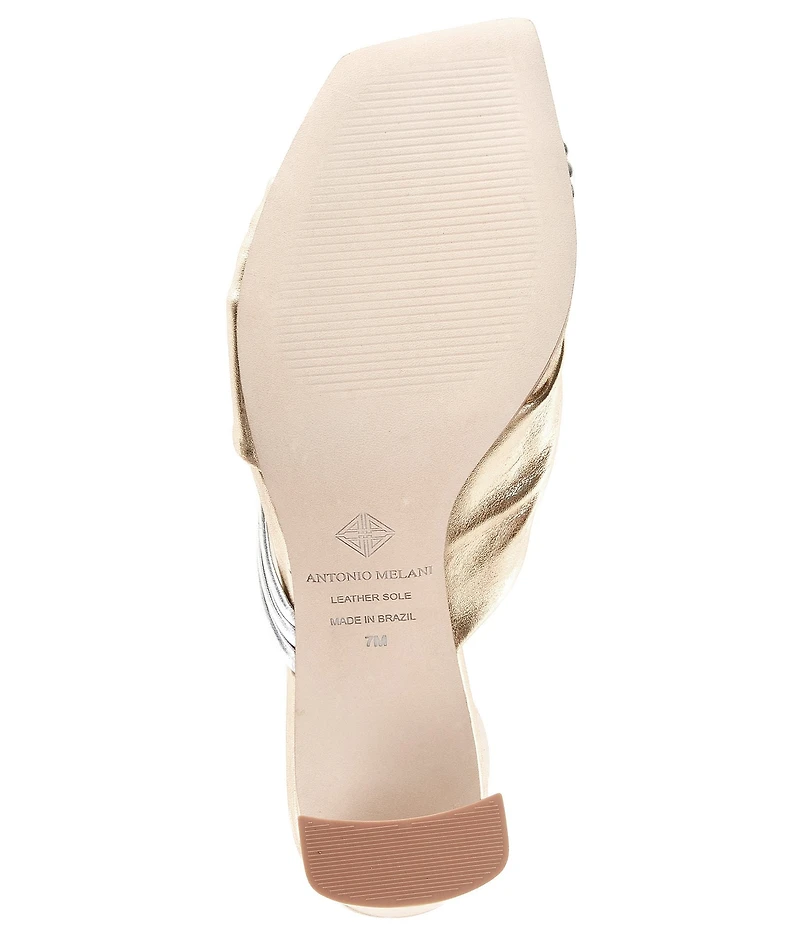 Antonio Melani Cassy Two Toned Metallic Leather Dress Slides
