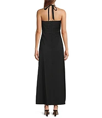 Antonio Melani Cecila Button Front A-line Halter Dress