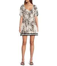 Antonio Melani Chappell Printed Toile Sweatheart Short Sleeve Dress