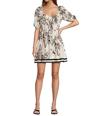 Antonio Melani Chappell Printed Toile Sweatheart Short Sleeve Dress