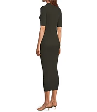 Antonio Melani Charlee Collar Neck Short Sleeve Button Front Bodycon Midi Dress