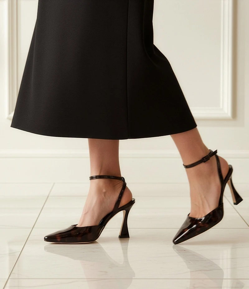 Antonio Melani Cissy Patent Leather Tortoise Ankle Wrap Dress Pumps