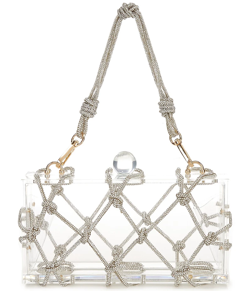Antonio Melani Clear Rhinestone Minaudiere Box Clutch