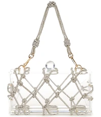Antonio Melani Clear Rhinestone Minaudiere Box Clutch