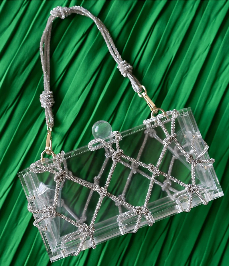 Antonio Melani Clear Rhinestone Minaudiere Box Clutch