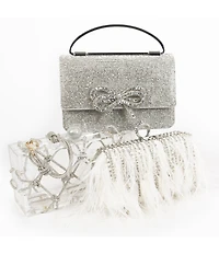 Antonio Melani Clear Rhinestone Minaudiere Box Clutch