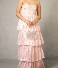 Antonio Melani Clear Rhinestone Handle Minaudiere Box Clutch Bag