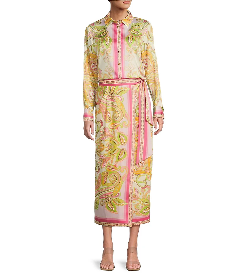 Antonio Melani Clio Satin Printed Wrap Coordinating Skirt