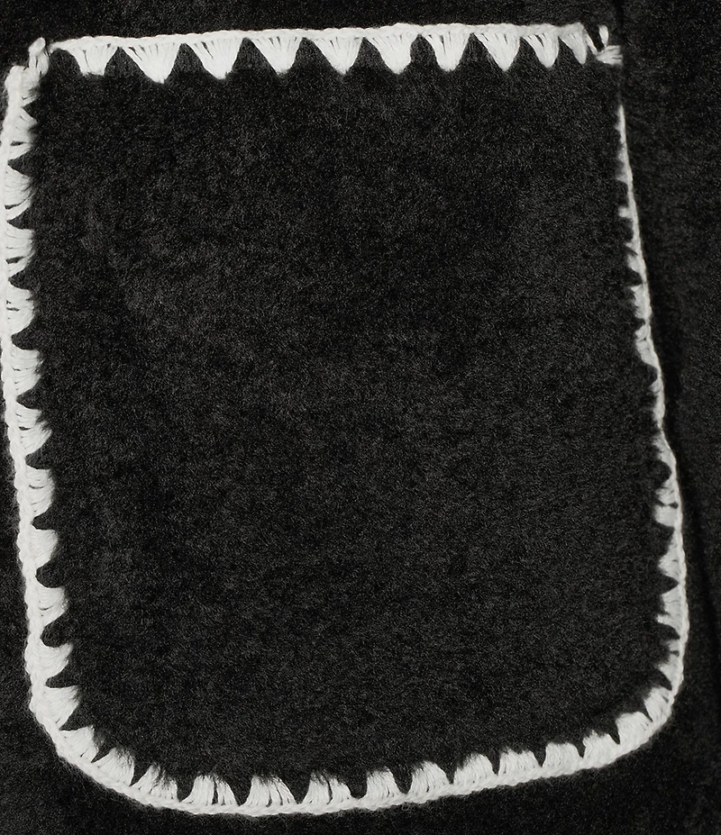 Antonio Melani Collared Long Sleeve Contrast Stitching Shearling Teddy Jacket