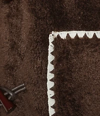 Antonio Melani Collared Long Sleeve Contrast Stitching Shearling Teddy Jacket