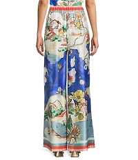 Antonio Melani Coordinating Annalise Ocean Print Satin Pants