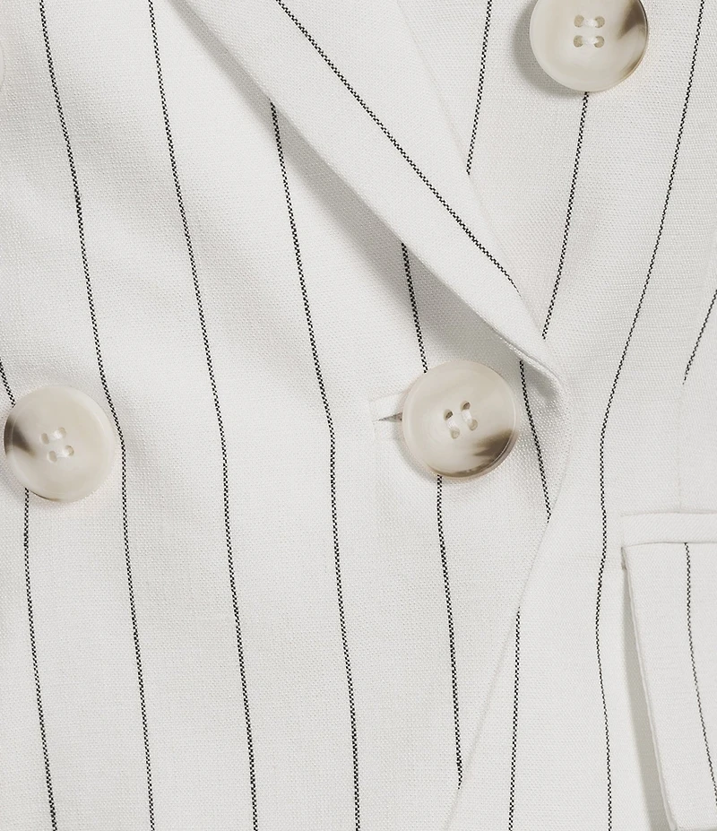 Antonio Melani Coordinating Aurora Linen Stripe Notch Lapel Set-In Sleeve Jacket