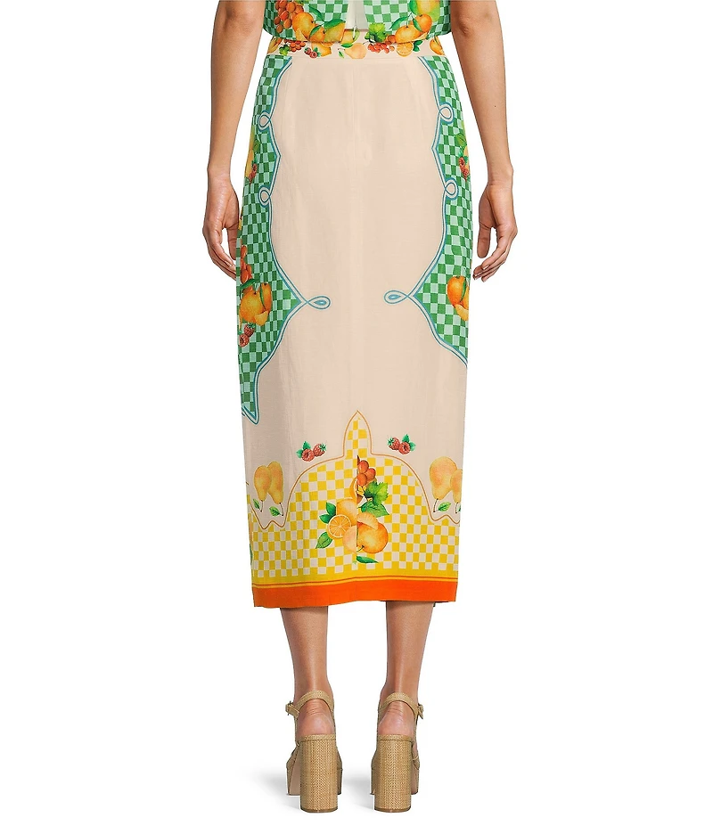 Antonio Melani Coordinating Clio Fruit Printed Linen Wrap Skirt