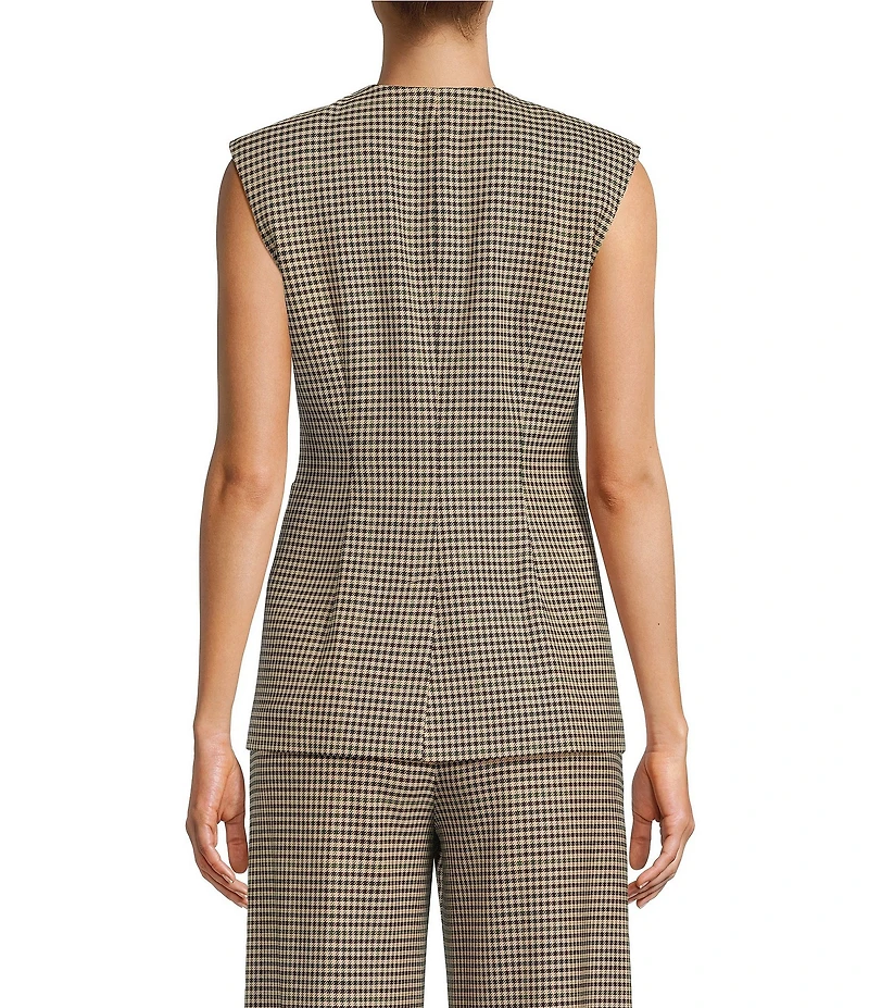 Antonio Melani Coordinating Elodie Plaid Round Neck Sleeveless Button Front Vest