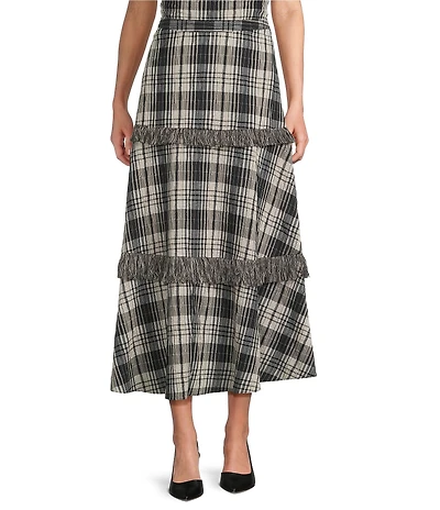 Antonio Melani Coordinating Gretchen A Line Tiered Plaid Midi Skirt