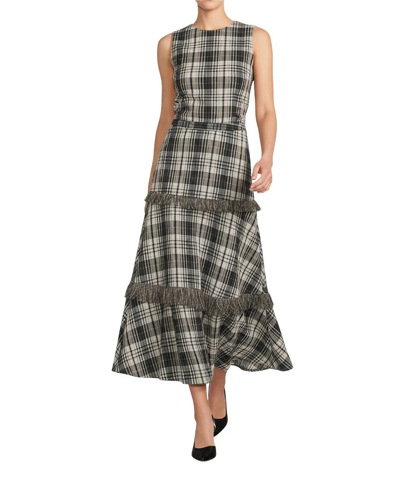 Antonio Melani Coordinating Gretchen A Line Tiered Plaid Midi Skirt