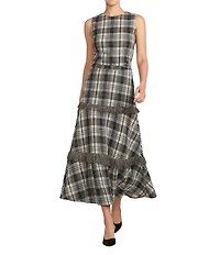 Antonio Melani Coordinating Gretchen A Line Tiered Plaid Midi Skirt