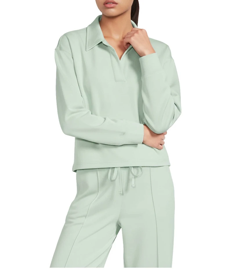 Antonio Melani Coordinating Henley Long Sleeve V-Neck Collar Pullover Top