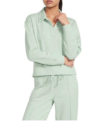 Antonio Melani Coordinating Henley Long Sleeve V-Neck Collar Pullover Top