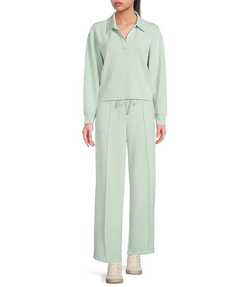 Antonio Melani Coordinating Henley Long Sleeve V-Neck Collar Pullover Top