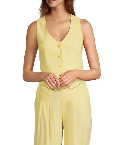Antonio Melani Coordinating Melinda V-Neck Linen Blend Vest