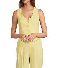 Antonio Melani Coordinating Melinda V-Neck Linen Blend Vest